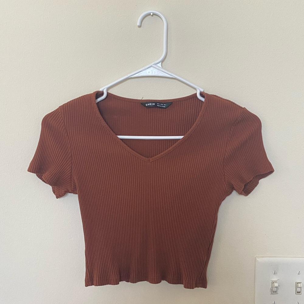 V-Neck Rib-Knit Top